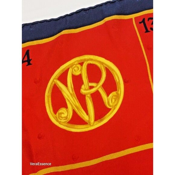 Vintage 1980s Nina Ricci Silk Scarf Printed Logo Hand Rolled Hem Gorgeous - Picture 4 of 9
